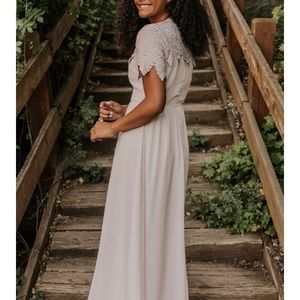 Roolee Fiona Tan Lace Chiffon Dress Women’s Small